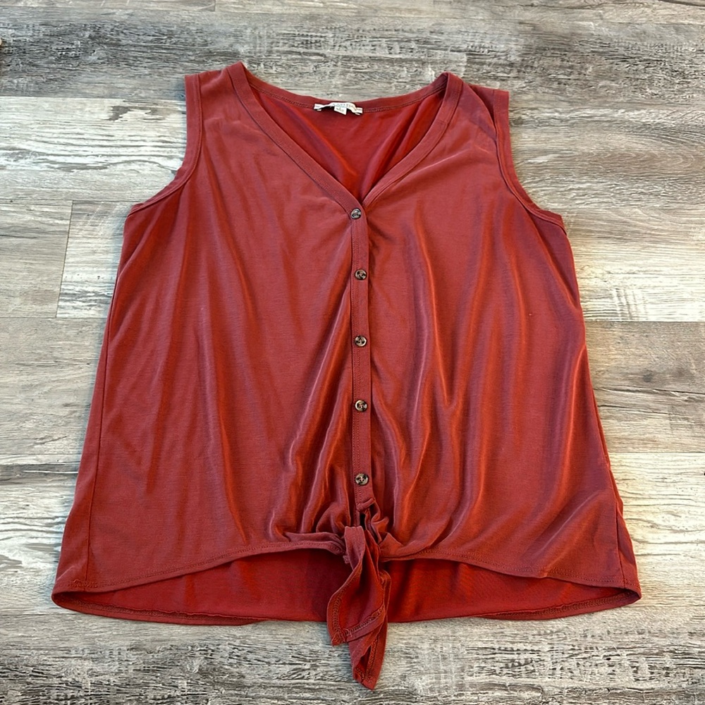 Green Envelope front tie tank top-size L